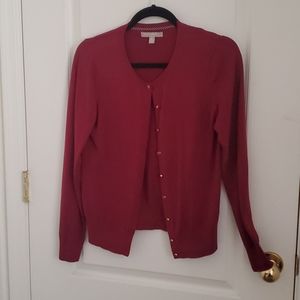Red button down cardigan